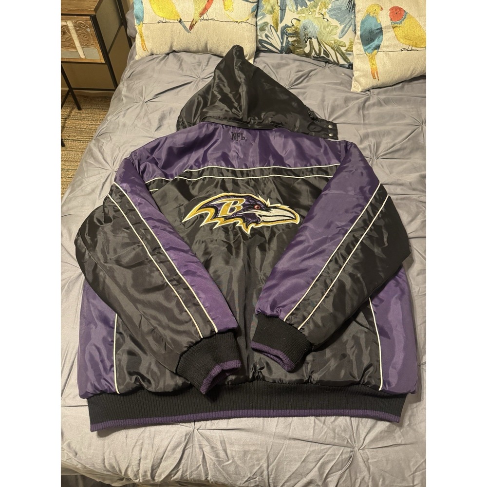 Official NFL Baltimore Ravens Hooded Jacket Black/Purple XL Officially Licensed